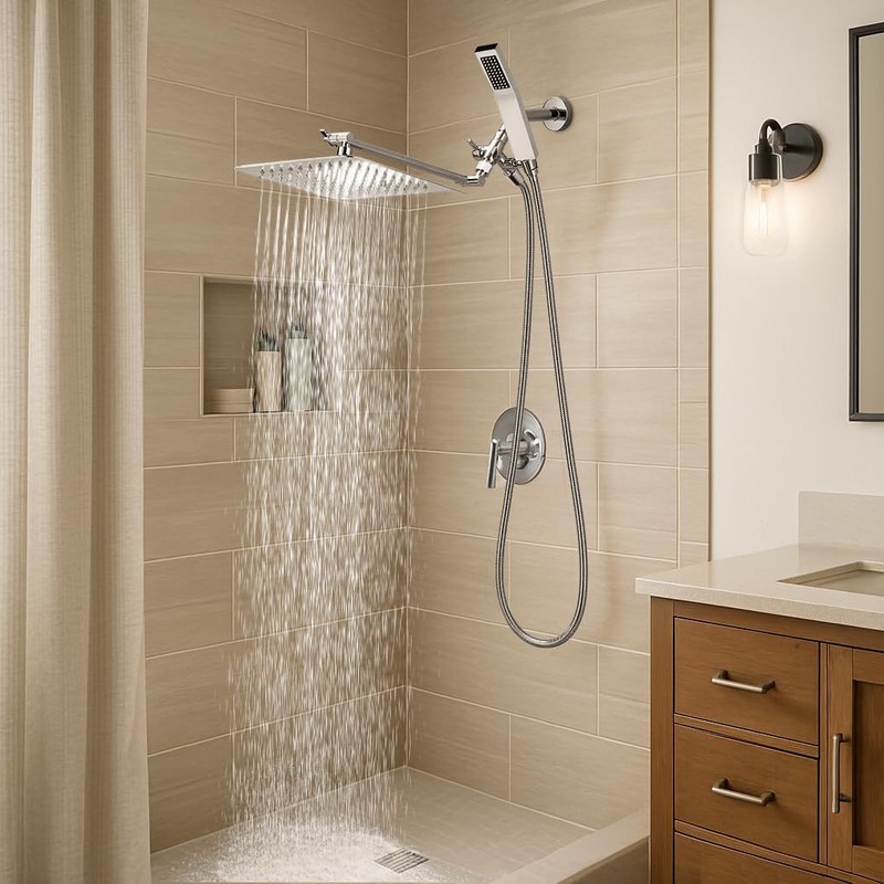 G-Promise All Metal 10" Dual Square Shower Head Combo |