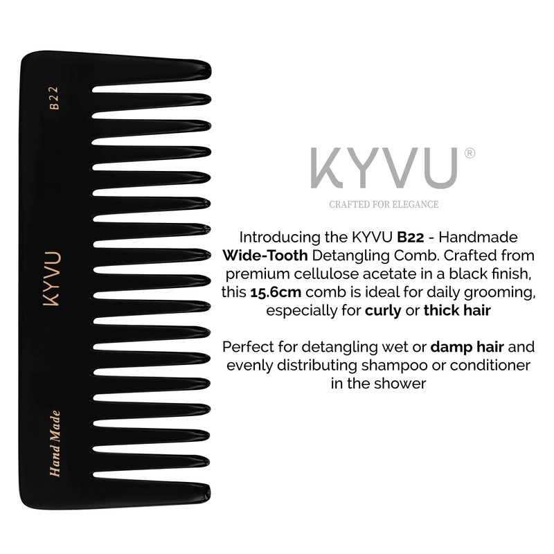 KYVU B22 Black Wide-Tooth Detangling Comb for Curly & Thick