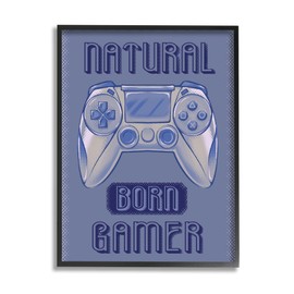 Stupell Industries Natural Born Gamer Text Saying Blue Gaming Controller, Design by Ziwei Li