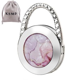 KSMD Purse Hooks for Table and Bars, Portable Purse Hanger Organizers, Foldable Folding Table Hook Hanger (Marble)