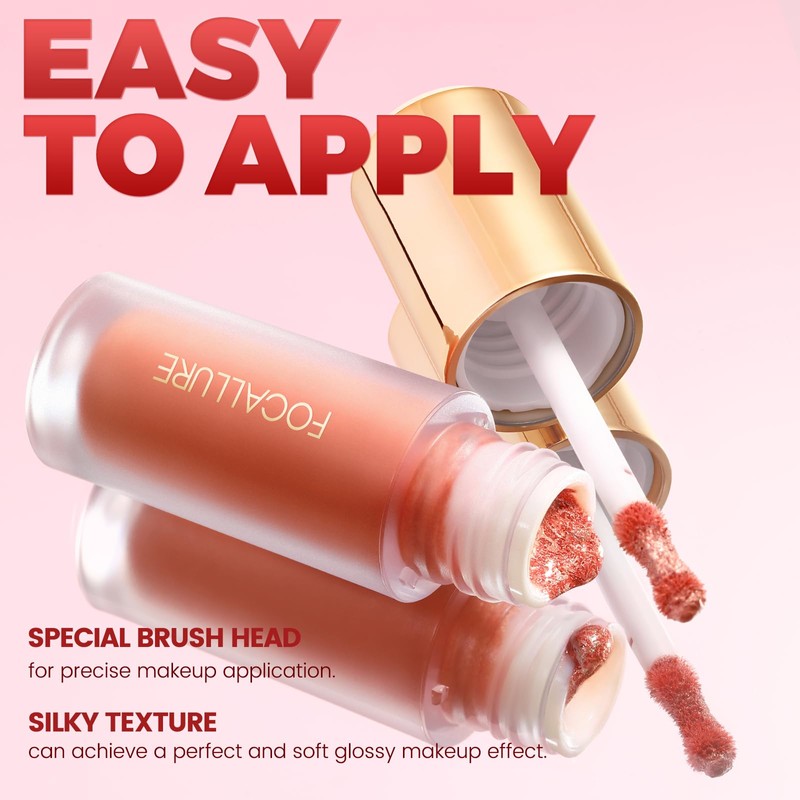FOCALLURE Shimmer Liquid Highlighter, Smooth Cream Formula and Non-greasy Finish,Delivers