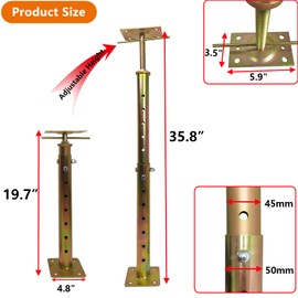 ZANURA 19.7"-35.8" Adjustable House Floor Wall Jack Post Pole Rod Fit for Leveling Lifting Framing Basement Crawlspace Beam Roof, 4 Pack