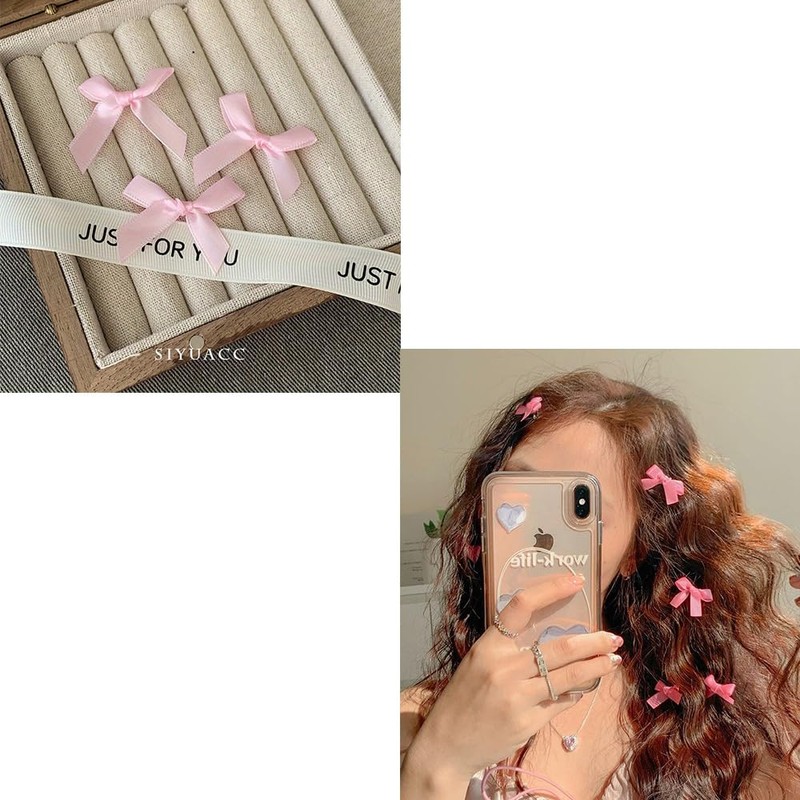 MOCOXYKLXY Ribbon Hair Clips, Mini Small Beveled Clips, Cute, Set