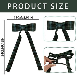 AYNKH 2Pcs Plaid Flutter School Bow Hair Clips, Red Plaid and Green Plaid, Scottish Fashion Style, Festive Accessories for Girls Women