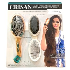 CRISAN Everlasting Hair Brush, Hand Carved Oak Wood and Resin Handle, 3 Interchangeable Bristles - Mixed, Boar, and Nylon (Alexandrite)