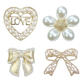 FAIRYGATE Ladies Brooches Set Brooches & Pins Diamond Bow Vintage Rhinestone Women Bowknot Pin Pearl Rhinestone Decorated Clothing Fashion Jewelry Fashion Brooch Wedding Dresses Accessories B7617