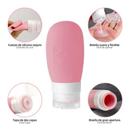 Botellas de Viaje Recargable, Contenedores de Silicona Reutilizable a Prueba de Fugas, con etiqueta botellas de viaje portátil, Recipientes de Viaje Exprimibles sin BPA para Champú, loción, Espray