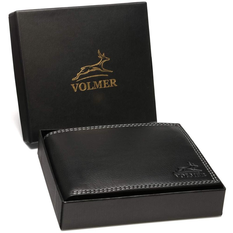 Fa.Volmer® Men's Genuine Leather Wallet with RFID Protection Black