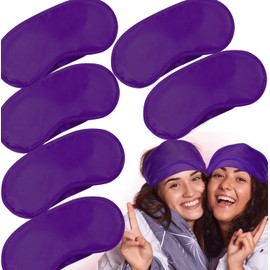 6 Pack Blindfold Eye Mask Cover Sleep Mask for Party Games Travel Sleep Team Build Party Supply with Adjustable Strap for Women Men Kids, Purple
