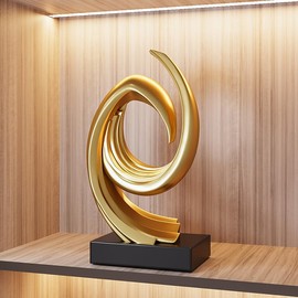 Estatua de resina dorada, moderna y abstracta, decoración del hogar