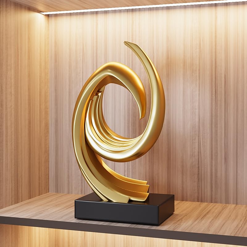 Estatua de resina dorada, moderna y abstracta, decoración del hogar