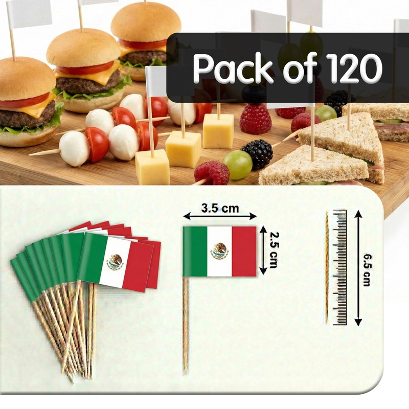120 Pcs Italy Flag Cocktail Picks - 6.5cm (2.5in) Bamboo