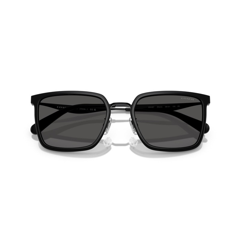 COACH Men's HC7171 Square Sunglasses, Black/Grey Solid, 56 mm