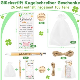 TUZELIYA 26 Sets Lucky Pen Gifts Wooden for Colleagues, Thank You Gift, Leaving Gift for Colleagues, Teacher, Teacher, Nursery, School, Retirement
