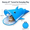 LUCKITTY Blue Shark Cat Tunnel Toy, Collapsible Pop-Up Cat Play