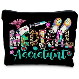 RYYCDOI Medical Assistant Gifts, Trendy Western Medical Assistant Makeup Bag, Nurse Gifts for Women, Registered Nurses Gifts, RN Gifts Cosmetic Bags Toiletry Bag for Women(black)