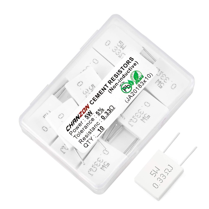 Chanzon 10pcs 5W Ceramic Cement Resistor 0.33 Ω ohm ±5%