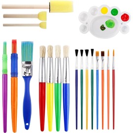 26-Piece Colorful Kids Paint Brush Set with Palette for Creative Arts and Crafts