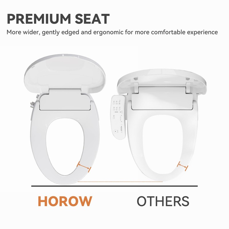 HOROW B0400 Elongated Bidet Toilet Seat, Non-Electric Bidet Toilet Attachment