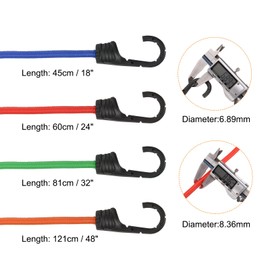 HARFINGTON 26pcs Rubber Bungee Cords Assortment 18" 24" 32" 48" Bungee Cord with Hooks Heavy Duty Outdoor Bungee Cords with 4pcs 8" Ball Bungee Cords and 4pcs Tarp Clips