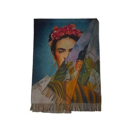 Frida Double Printed Viscose Scarf Gift Women Art Fashion Stole Scarf, multi-coloured, One size