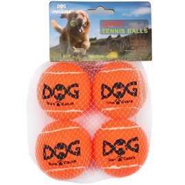 INSUM Squeaky Dog Balls - Squeaky Tennis Balls for Dogs, Orange | Medium - 2.5'', 4Pack