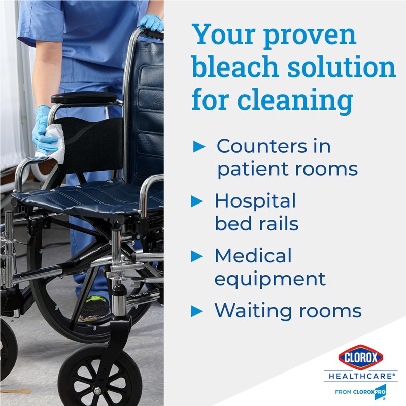 Clorox Healthcare Bleach Germicidal Wipes, 6.75" x 9", 70 Count