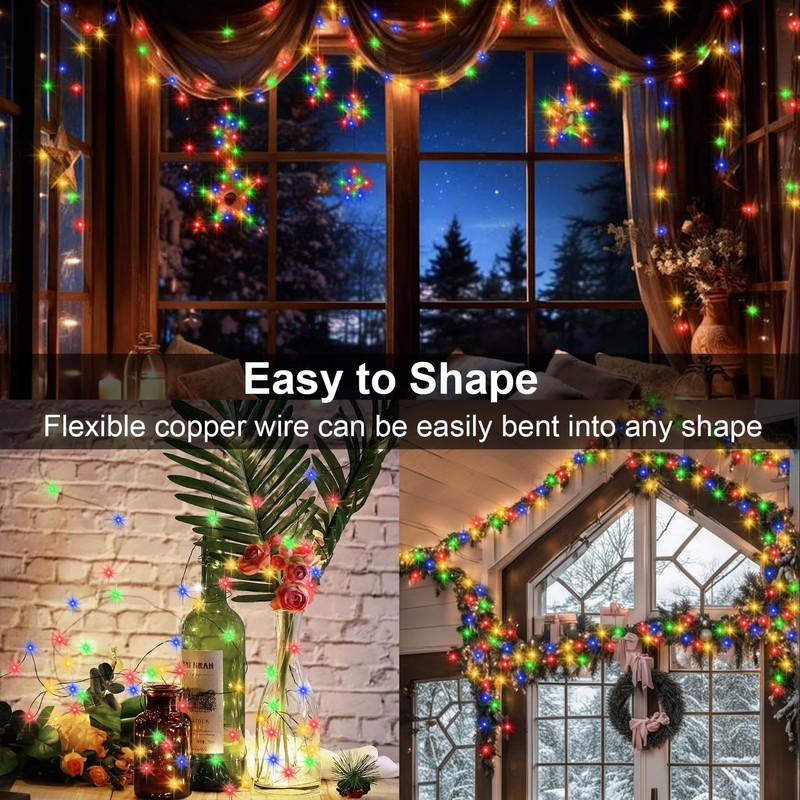 2 Pack Fairy Lights Battery Operated, 33Ft 100 LED String