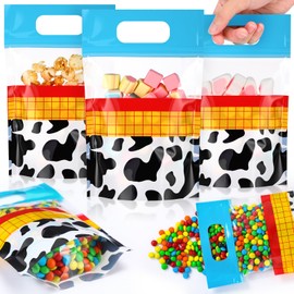 Sweetude 50 Pcs Cartoon Story Gift Bags Double-sided Print Plastic Bags with Handles Resealable Theme Sealed Pouch for Birthday Baby Shower Candy Gift Wrapping Supplies Decor (Cartoon Story)