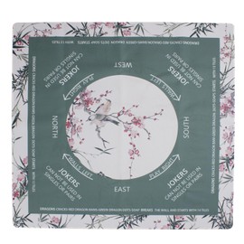 Keptwell Mahjong Game Mat with Drawstring Pouch, Pink Dragon Cherry Blossom Design, Noise Reducing, Waterproof, 31.5 x 31.5 Inches