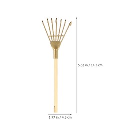 LOGOFUN 6Pcs Mini Zen Garden Rake Miniature Ash Rake Model Small Metal Rake Tiny Rake Planting Tools Decor for Crafts Photo Prop - Gold