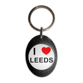 I Love Leeds - Black Plastic Oval Key Ring