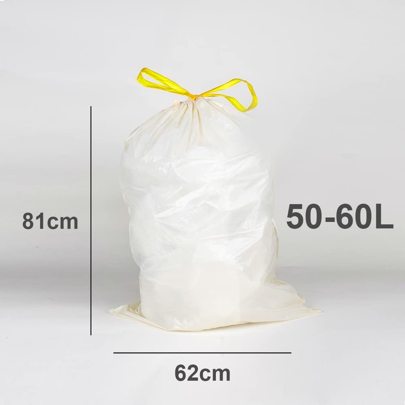 Eco Bag BDS Drawstring Bin Liners, LDPE, White, 50-60 Litres