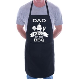 Print4U Dad is King Of BBQ Funny Apron Novelty Baking BBQ with 2 Pockets Black