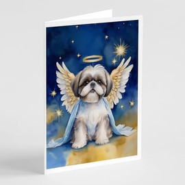 Caroline's Treasures Shih Tzu My Angel Greeting Cards Pack of 8 Blank Cards with Envelopes Whimsical A7 Size 5x7 Blank Note Cards