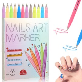 DZCKTFYGRT 12 Colors Nail Art Pens Set, 3D Quick-Dry 0.5MM Nail Polish Pens, 2026 DIY Nail Art Marker Graffiti Dotting Pen for Nails Art Design Manicure Nail DIY Decoration (D)