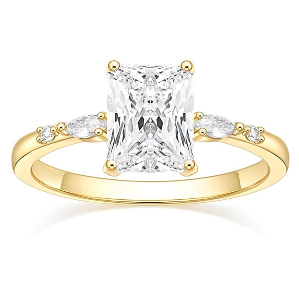TIGRADE 3CT Engagement Ring for Women Radiant Cut Cubic Zirconia