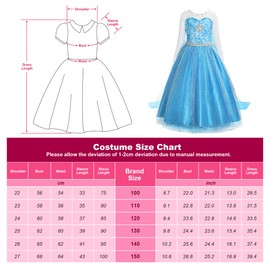 ReliBeauty Girls' Princess Snowflake Cute Neck Dress Costumes, Blue (with Accessories), 130