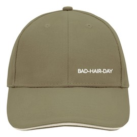 Huuraa Cap Hat Bad Hair Day Lettering Unisex Cap Size with Motif for All with Stylish Hairstyle Gift Idea for Friends and Family, Olive/Beige