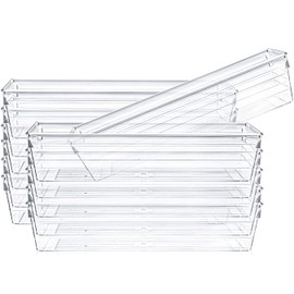 Kingrol 12 Pack Clear Drawer Organizers, 9 x 3 x 2 Inch Drawer Divider Storage Bins, Desk Storage Box Set for Kitchen Bedroom Bathroom Office Craft Supplies