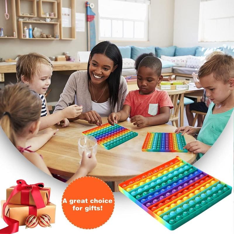 7.8in Big Size P0pp Math Toys , Rainbow Square Fidget