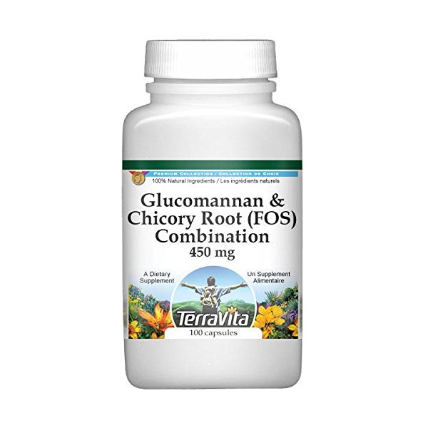 TerraVita Glucomannan and Chicory Root (FOS) Combination - 450 mg (100 Capsules, ZIN: 517028) - 3 Pack