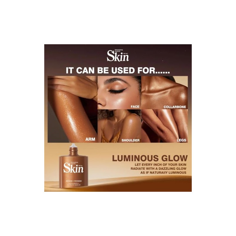 Woakess Body Shimmer Oil Iluminador Líquido Corporal Larga Duración Aceite