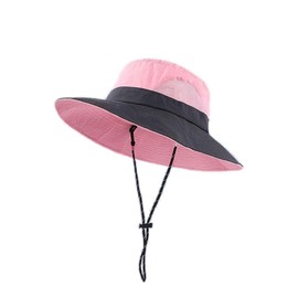 Tuvwxyza Sun Hat UV Protection Womens Ponytail Bucket Hats Foldable Wide Brim Summer Beach Cap Travel Outdoor Fishing Hat Hiking. (AU, Alpha, Medium, Pink)