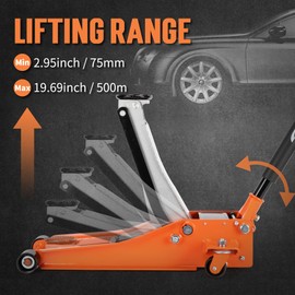 TONDA 3 Ton Car Jack, Low Profile Floor Jack with Dual Pump System, Rapid Lift, Orange