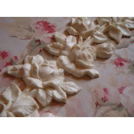 Bella Rosa Appliques Shabby & Chic ROSES & LEAVES STEM CENTER LG. Flex Furniture Applique Pediment
