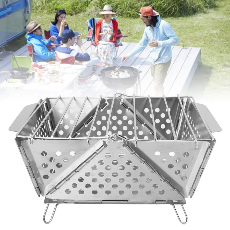 Foldable Portable Charcoal BBQ Grill Stainless Steel Folding Barbecue Grill