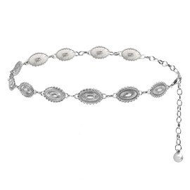 Choleeki Women Concho Chain Belt Metal Link Western Cowgirl Turquoise Waist Chain Belts for Dress Jeans (H, M)