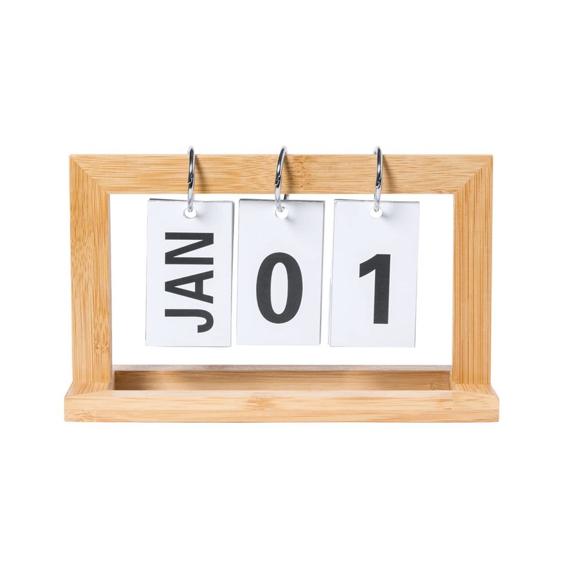 Perpetual Folding Calendar Bamboo Wood Desk Calendar for Office, Household