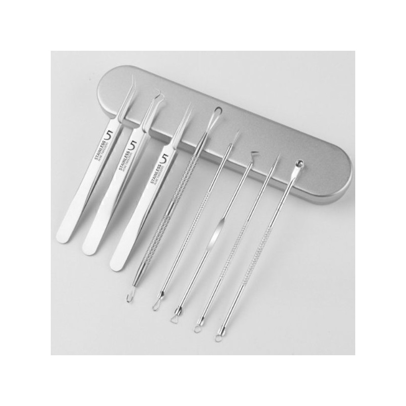 스테인레스 8종 피지압출기 블랙헤드 피지핀셋 피지제거기 흡입기 Stainless Steel 8-Item
